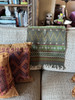 Guatemalan Handmade Table Runner, Olive Base Color and Multi-colored Geometric Designs