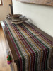 Brown, Burgundy, Olive and Gold Striped Guatemalan Table Runner