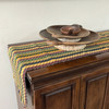 Green, Blue, Burgundy and Gold Striped Guatemalan Table Runner