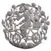 Man riding a bike through a garden of Flowers, Haiti Metal Art Man riding a bike through a garden of Flowers, Haiti Metal Art