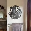 Recycled Metal Art, Ocean Theme Wall Hanging, Polynice Haiti Art, Hammer and Chisel Sculpture, Nautical Home Decor, Artisan Wall Art, Round Octopus Design