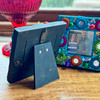 mini picture frame, handmade frame india, beaded photo frame, sequin picture frame, tiny photo frame, folk art frame, blue picture frame, embellished frame, artisan made frame, fair trade decor
