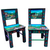 Latin American folk art, indigenous Ecuador art, signed folk art chair, Tigua painting