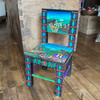 indigenous Ecuador art, signed folk art chair, Tigua painting, collectible folk art, hand painted furniture