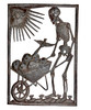 Haitian metal art, skeleton sculpture, oil drum art, folk art wall hanging, recycled steel art, outsider art, skull art, signed Haitian art