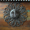 sun face wall art
metal sun decor
Haitian metal art
sunburst wall decor