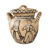 Mexican pottery, figural pottery vessel, narrative pottery, family motif pottery, Mexican village scene