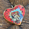 Day of the Dead decoration, floral skull ornament, skeleton bride heart, Dia de los Muertos gift, Mexican ornament, decorative glass art