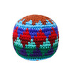 beginner hacky sack
colorful yarn footbag
boho game accessory
juggling footbag
handmade crochet toy
soft hacky sack
footbag game
hippie festival toy