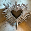 sacred heart wall decor, crossed swords wall art, Haitian folk art, fair trade decor, recycled steel sculpture, handmade Haitian art