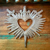 recycled steel sculpture, handmade Haitian art, spiritual wall art, heart wall hanging, Caribbean folk art