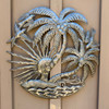 island decor, ocean wall art, palm tree sculpture, outdoor metal wall art, coastal living decor, Caribbean folk art