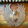 folk art sculpture, sacred heart decor, religious wall hanging, artisan metal artwork, eco friendly wall decor, Haitian folk art