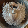 crowned heart decor, angel wings wall sculpture, handmade Haitian sculpture, recycled steel wall art, fair trade home decor