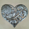 love bird decor, heart wall sculpture, flower wall art, Haitian folk art, recycled steel art, fair trade home decor, bird wall hanging
