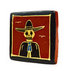 javier ramos lucano, javier ramos lucano tile, tonala mexico folk art, tonala ceramic tile, calavera tile, day of the dead tile, dia de los muertos art, mexican skeleton art, sombrero skeleton, mexican folk art