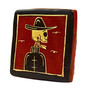 javier ramos lucano, javier ramos lucano tile, tonala mexico folk art, tonala ceramic tile, sombrero skeleton tile, calavera tile, day of the dead tile, dia de los muertos art, mexican skeleton art, mexican folk art, hand painted ceramic tile, tonala pottery, profile skeleton art,