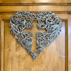 botanical metal wall art, tree of life wall art, folk art heart, rustic metal wall decor, boho wall art, fair trade style decor, wedding heart decor, anniversary gift