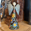 Haitian folk art, handmade metal angels, hand painted angel, floral angel decor, colorful metal angels, angel figurines, angel sculpture set, recycled metal art