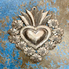 handmade Haitian art, recycled steel wall art, Fair Trade Haitian art, hand tooled metal heart, folk art heart, religious folk art, metal heart wall decor