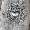 floral heart wall art, recycled steel art, Haitian metal art, handmade heart decor