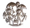 Sunny Summer Fun, Outside Yard Art, Handmade in Haiti, Metal 11" x 11"