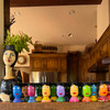 Guatemalan handprinted face vase whimsical folk art