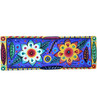 Bright wooded floral tray hand painted in colorful style floral pattern yellow edging white and blue flower 15" X 5 .25" X 1"