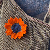 Elegant Sunflower Pin, Gift for Her, Collectible Charms for Backpacks, Hats, and Clothes, Handmade Beaded Jewelry, Orange 3.75 Inches