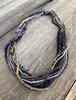 Handmade Beaded Statement Necklace, Gray Silver and Purple Tones, Women's Jewelry, Gift for Her, Multi Strand, Dressy, Casual