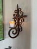 mexican iron cross, hand forged iron cross, wall candle holder