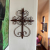 Mexican folk art, wrought iron cross, religious wall decor