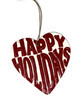 Christmas Ornaments, Happy Holidays, Decorative Hand Painted Heart Shaped Ornament, Haitian Artwork 4.25 x 4.5 Inches
