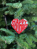 Christmas Ornaments, Happy Holidays, Decorative Hand Painted Heart Shaped Ornament, Haitian Artwork 4.25 x 4.5 Inches