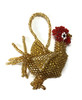 Small Rooster, Beaded Figurine, Gold, Handmade, Key Ring Key Chain Accessory, Christmas Ornaments