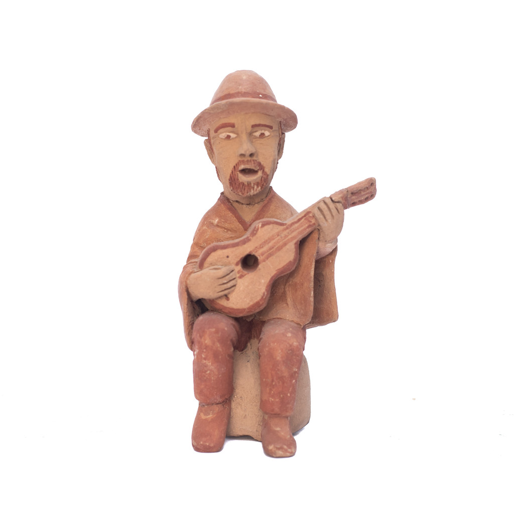 Guitar Man, Guitar Player, Clay Guitar Player, Pottery Guitar Player 