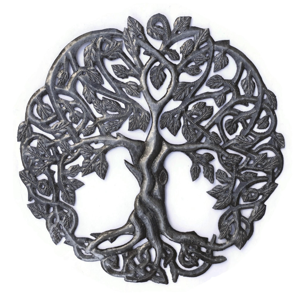 Celtic Knot Symbol, Family Art, Tree of Life Decor, Small 11", Handmade from Recycled Steel Barrels, Spring Garden Gift