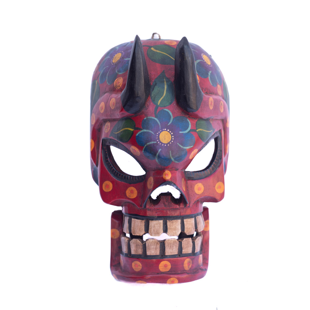 Day of the Dead Devil, Day of the Dead Skeleton, Skeleton with Horns, Floral Devil, Red Devil