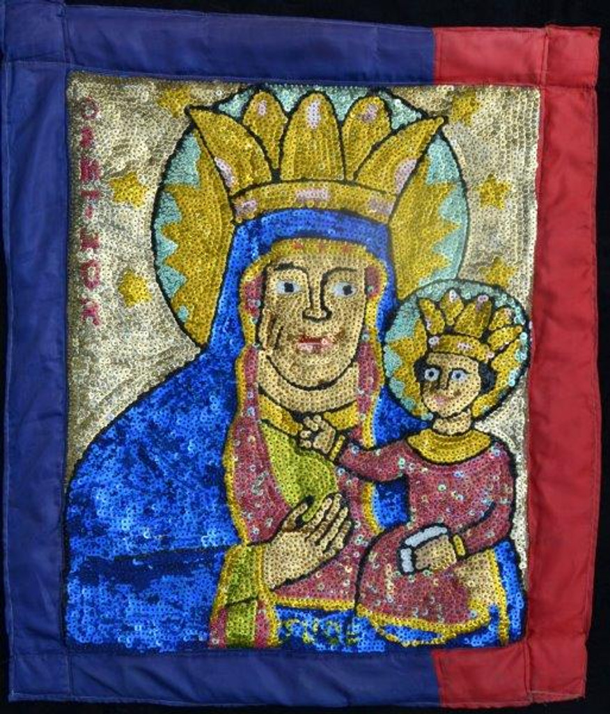 Madonna Flag, Religious Madonna Art, Madonna Flag, Vodou Drapeau 