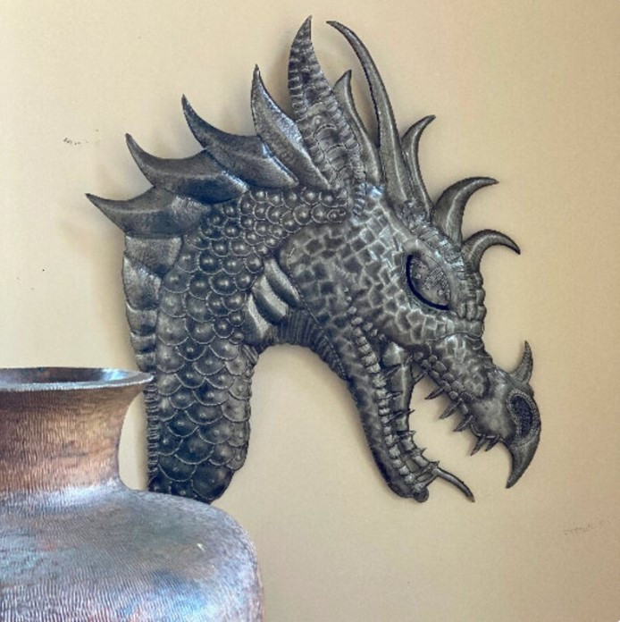 Wall Hanging Dragon, Mythical Handmade Metal Dragons Facing Right