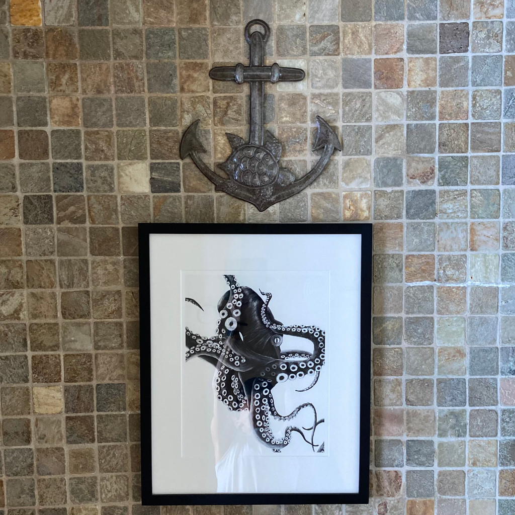 Anchor and Sea Turtle Wall Hanging, Nautical Theme 14"x12"