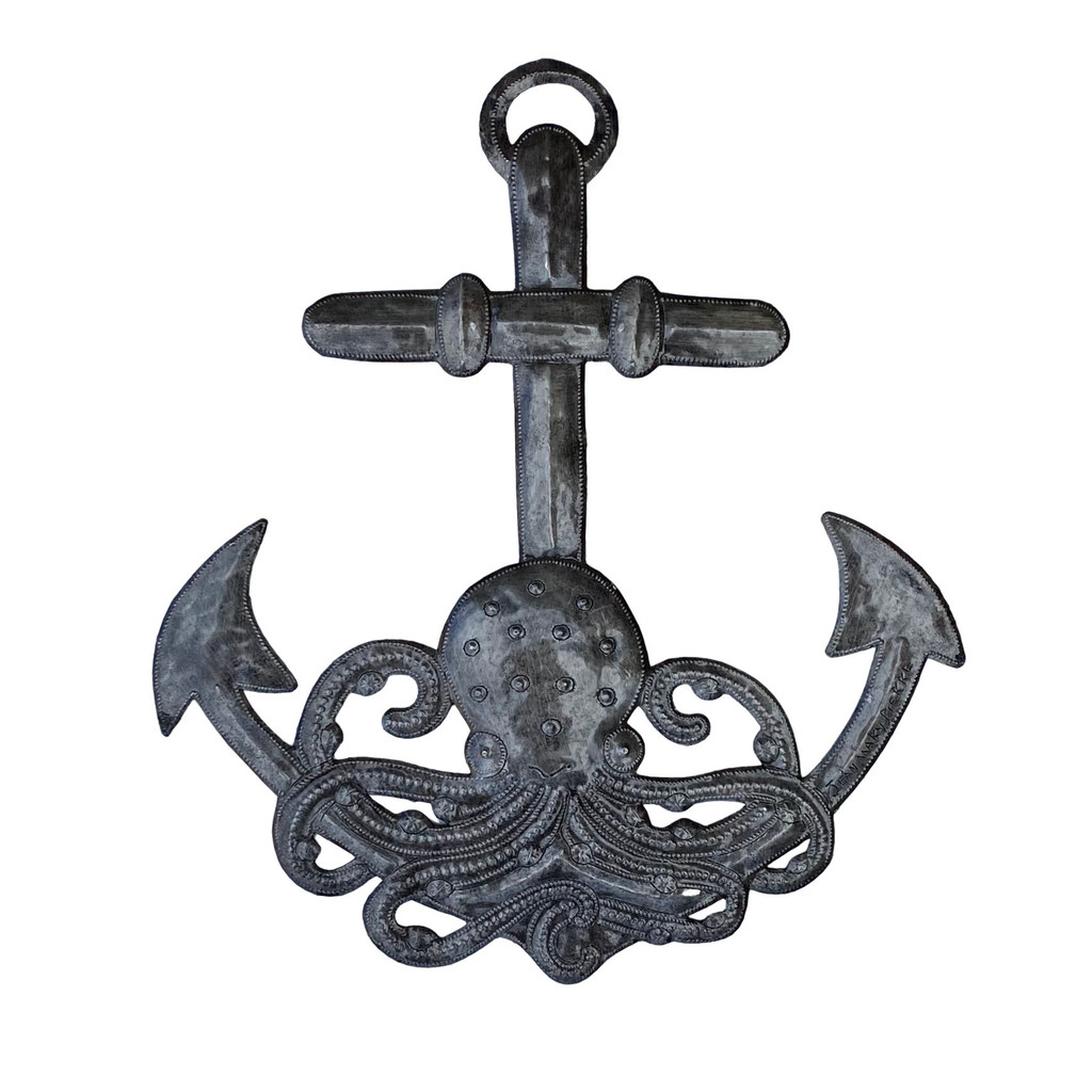 Anchor and Octopus Wall Hanging, Nautical Theme 14"x12"