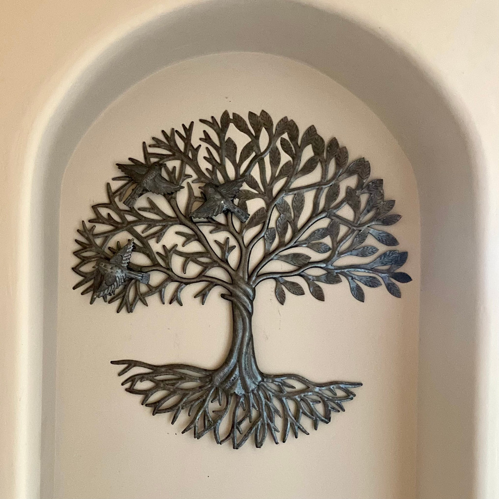 Tree of Life with Roots, Wall Hanging Artwork from Haiti, 23 Inches Round