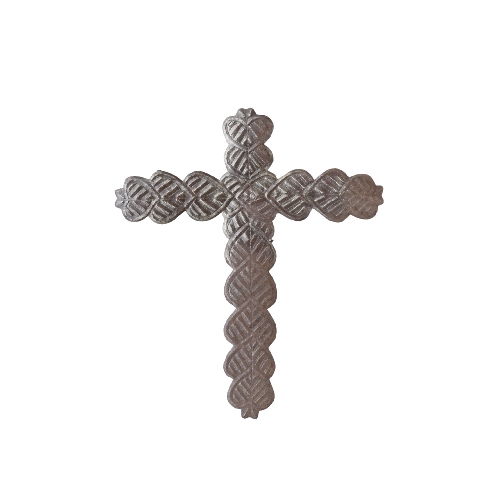 Heart Cross, Religious Cross, Metal Cross with Hearts, Cross With Hearts 