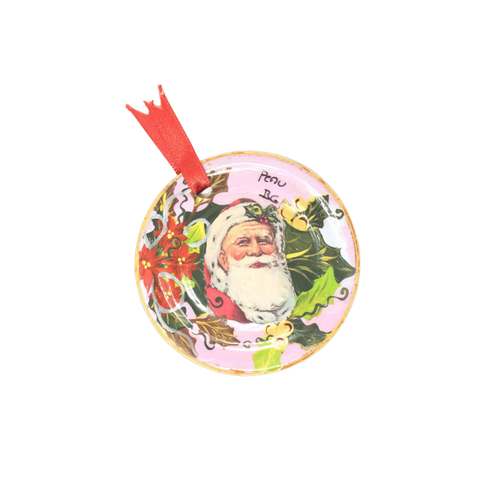 Saint Nicholas Ornament, Tin Ornament, Tin Saint Nicholas Ornament, Vintage Peruvian Ornament, Vintage Santa Clause Ornament, Santa Clause Tin Ornament