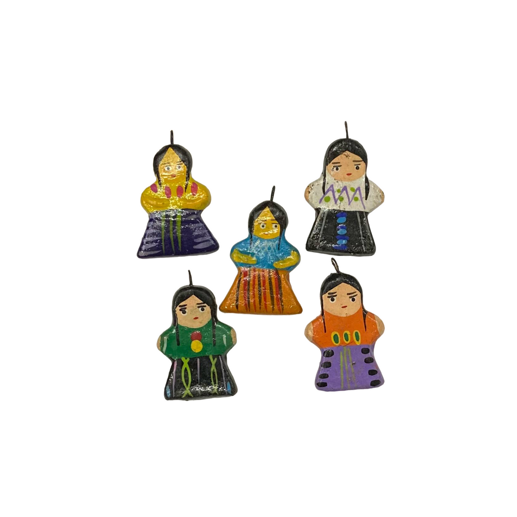 Clay Charms, Vintage Clay Charms, Handmade Vintage Clay Charms, Indigenous Girl Clay Charms, Guatemalan Girl Clay Charms