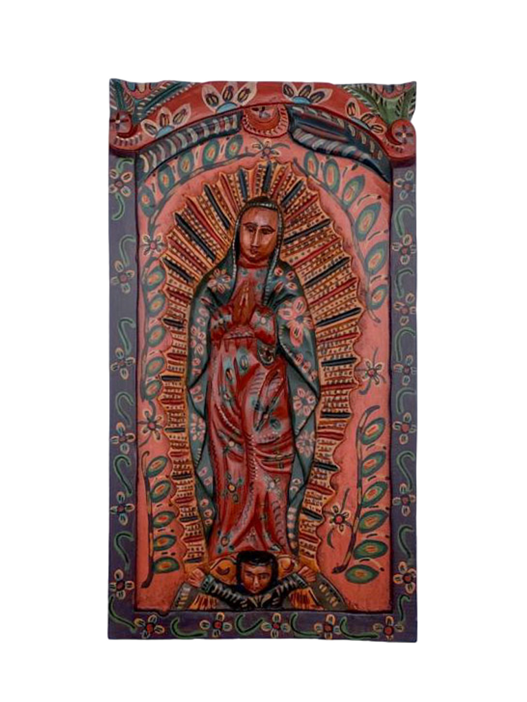 Wooden Plaque, WOoden Altar Plaque, Mexican Saint, Virgen Guadalupe 