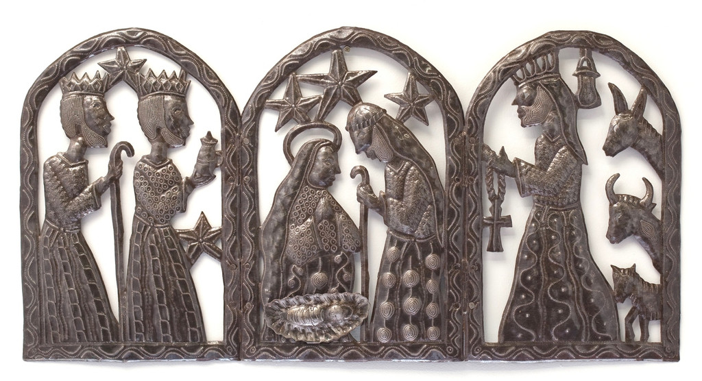 Triptych Nativity  REC139   36" x 18"