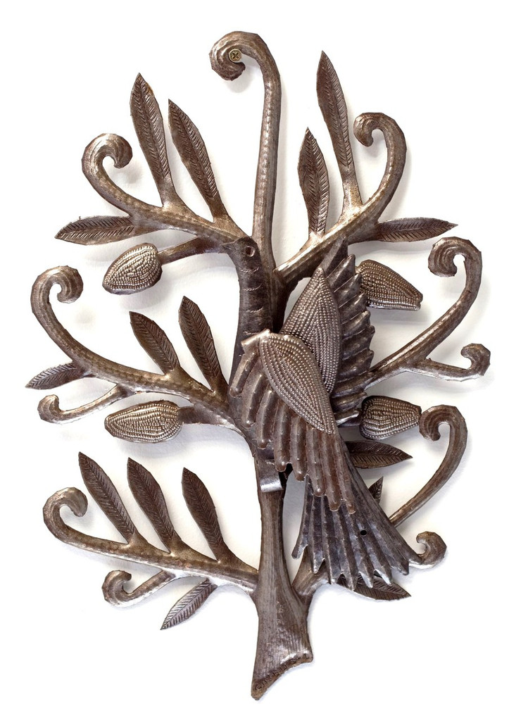 metal bird wall art handmade in Haiti