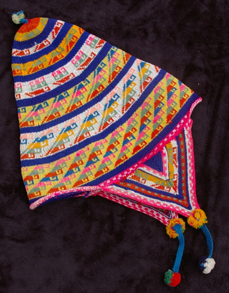 vintage Andean Peruvian Bolivian chullo made from colorful alpaca wool